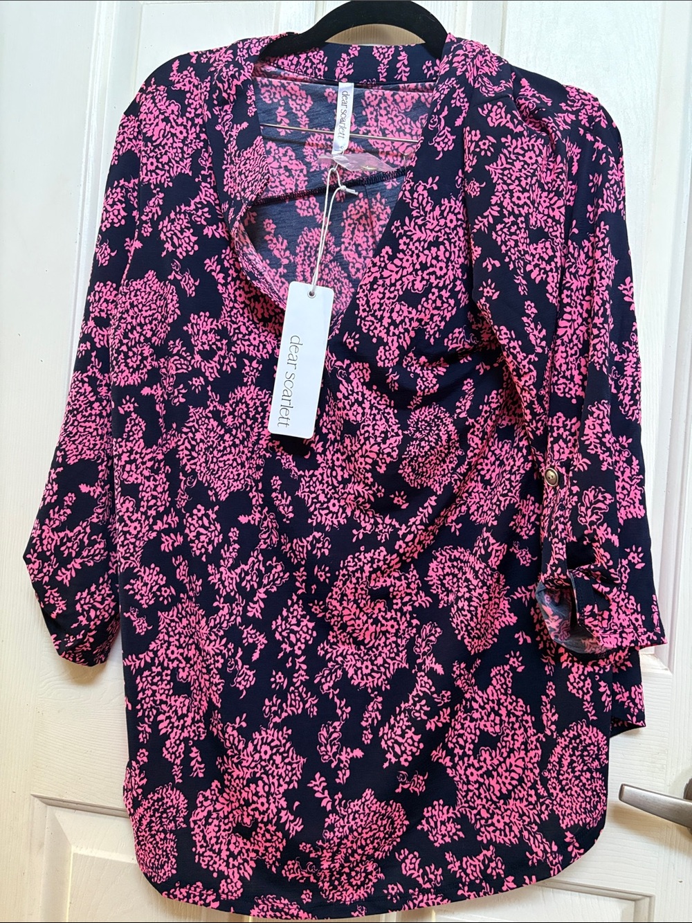 dear scarlett Navy & Pink Floral Wrap Tunic